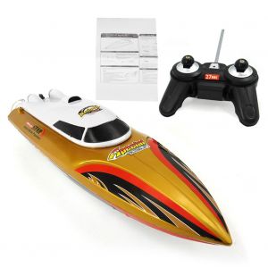 Flytec HQ5010 Mini bateau telecommande infrarouge, modele de bateau electrique de course RC (dore) - Neuf