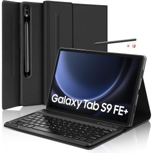 Keyboard Case for Samsung Galaxy Tab S9 FE+ 12.4 Inches ¿ AZERTY French Detachable Wireless Bluetooth Keyboard for S9 Plus 12.4 Inches 2023, Black - Neuf