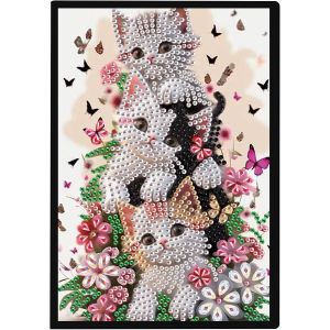 Carnet De Notes A5-14,5 X 21 Cm-Peinture Diamant-Carnet De Notes-Peinture Diamant-Strass Sp&eacute;ciaux-Journal Intime-Cadeau Pour Fille (Trois Chats) - Neuf