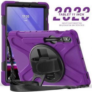 Housse De Tablette Antichoc Pour Enfants, &Eacute;tui Pour Samsung Galaxy Tab S10 S9 S8 Ultra 14.6 S7 11 ""Plus Fe 12.4 Pouces, Bandouli&egrave;re Funda Capa A9 Plus 11 Inch-Violet - Neuf