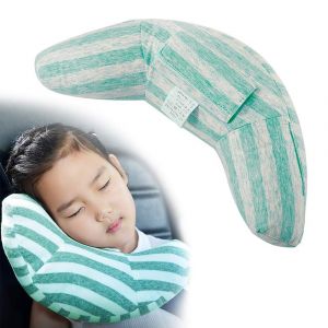 Oreiller De S&eacute;curit&eacute; Pour Si&egrave;ge Auto Enfant - Coussin De Voyage Doux Et Lavable En Machine, Protection Pour &Eacute;paules Et Cou, Dimensions 35x15x11 Cm, Poids 0,3 Kg, Bleu - Neuf