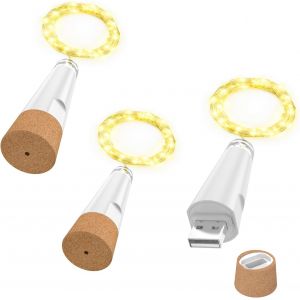 JGD-Guirlande Lumineuse Bouteille, Lumi&egrave;res LED Rechargeables USB avec Bouchon, Fairy Lights pour Vin, D&eacute;coration No&euml;l 2025 - Neuf