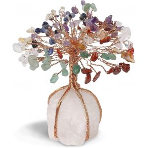 Cristal Multicolore Arbre À Argent Cristal De Guérison Cadeaux Cristal De Quartz Rose Cristaux De Bonne Chance Pierres Ou - Neuf