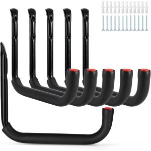 ERYI-Garage Hooks, 6 Cintres À Outils De Rangement De Garage Muraux Avec Bras Géant De 9,8 "", Cintres À Outils Robustes, Pour Outils De Jardin, Échelles, Vélos, Articles Volumineux - 25X23Cm - Neuf