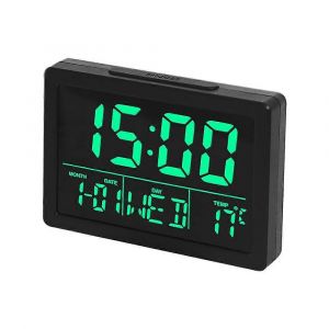 &Eacute;lectronique-R&eacute;veil Avec Affichage LCD Clair Pour l'Heure, de la Date Et de la Temp&eacute;rature, Fonction Snooze, 8 Sonneries, r&eacute;glage du Volume Et de la Luminosit&eacute;, Vert - Neuf