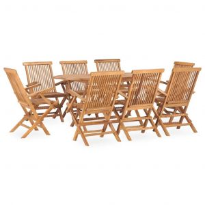 Prolenta Premium - Ensemble &Agrave; Manger D'ext&eacute;rieur Pliable 9 Pcs Bois Solide De Teck - Neuf