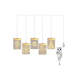 Guirlande Lumineuse Led 3d Pour Fen&ecirc;tres - 5 Mod&egrave;les Pour D&eacute;corer Vos Fen&ecirc;tres Pendant Les F&ecirc;tes - Alimentation Usb, Lumi&egrave;re Chaude, Guirlande De 1,5 M - Neuf