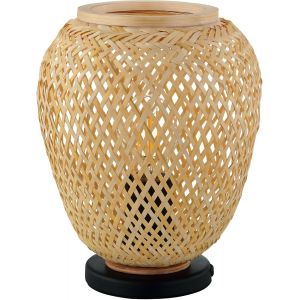 Ulteronixshop-Lampe De Table De Chevet Dembleby, Lampe Osier &Agrave; Poser Au Style Vintage, Naturel, Boh&egrave;me, Luminaire En Bois Tress&eacute; En Brun Clair Avec Interrupteur, Acier, Douille E27 - Neuf