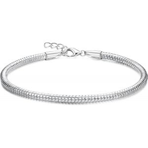 Kalanka-Bracelet Femme Argent 925 Fermoir &Agrave; Homard Charms Bracelet R&eacute;glables Bracelets &Agrave; Faire Soi-M&ecirc;me Cha&icirc;ne Serpent Bracelets Pour Femme Homme Bracelets En Argent Bijoux Cadeaux Avec Bo&icirc;te Cadeau - Neuf