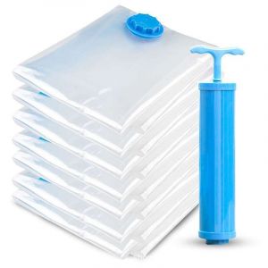 Lot De 7 Sacs D'aspirateur Réutilisables 60 X 80 Cm, 7 Sacs De Rangement Xl + 1 Pompe, Sac De Compression Pour Voyage, Literie, Oreillers, Couettes, Armoires, Manteaux-Générique - Neuf