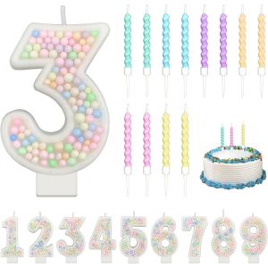 Eryi-Bougies En Forme De Chiffres Macarons Pastel, Bougie D'anniversaire À Paillettes Nacrées Couleur Bonbon, Bougie D'âge Avec 12 Bougies En Spirale Pour Filles Fête À Thème Anniversaire(3) - Neuf