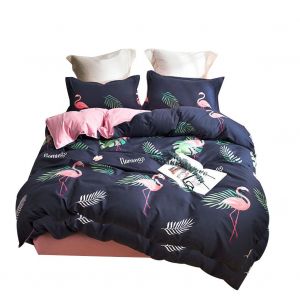 Hjlian Parure De Lit Confortable En Polyester Respirant, Taie D'oreiller, Drap Plat, Housse De Couette (Pour Lit De 1,8 M) - Neuf