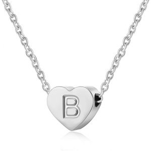 Kal-Collier Femme Coeur Argent Avec Lettre Pendentif Collier Prénom Initiale Femme Et Fille Anniversaire Cadeau Exquis Et Mignon - Neuf
