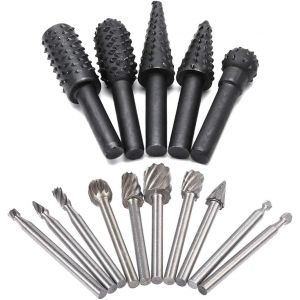 Lbgwp60-Lot De 5 Fra S À Râpe Rotatives En Forme De Burin, Tête De Meulage En Relief Et 10 Pièces De Tige De 1/8"" Hss Pour Fra S À Bois - Neuf