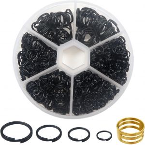Eryi-Toaob 600pcs Anneau Ouvert Double Ronds Noir Anneaux Porte Clé En Metal Jump Ring De Bijoux 6mm 8mm 10mm 12mm Avec Boite De Rangement Pour Fabrication De Bijoux - Neuf
