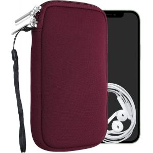 KAL-Housse Universelle Smartphone - Pochette De Protection 16,5 X 8,9 Cm Pour T&eacute;l&eacute;phone Portable L - 6,5"" En N&eacute;opr&egrave;ne Bordeaux - Neuf