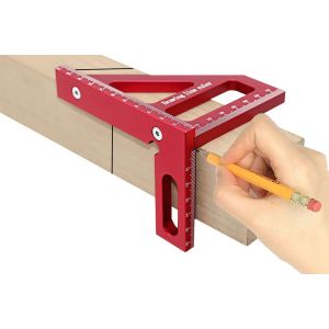 &Eacute;querre de menuisier en alliage d'aluminium 45/90 degr&eacute;s avec graduations - Neuf