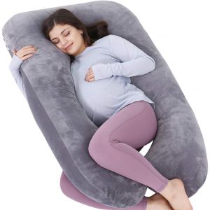 Ulteronixshop-Coussin de Grossesse en Forme de U pour Femme Enceinte avec Housse en Velours amovibl (Gris) - Neuf