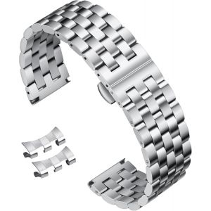 Eryi-Bracelets De Montres En Acier Inoxydable Bracelet Montre En Métal De Remplacement Pour Homme Femme 18mm 19mm 20mm 21mm 22mm 24mm Avec Extrémité Droite Et Incurvée En 7 Couleurs - Neuf