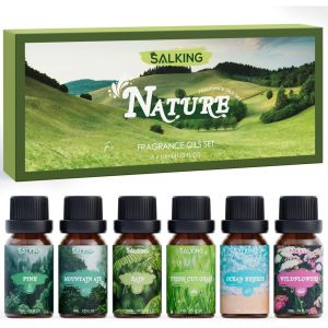 Nature Essential Oils,6 X 10 Ml Organic Essential Oil For Diffusers,Humidifiers,Massage,Pine,Oceanbreeze,Rain,Fresh Cut Grass,Wildflowers,Mountain Air - Neuf