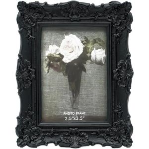 Cadre photo vintage, style antique orn&eacute;, pour table et d&eacute;coration murale, motif floral r&eacute;tro, d&eacute;coration d'int&eacute;rieur, galerie de photos d'art, 10,2 x 15,2 cm, noir - Neuf
