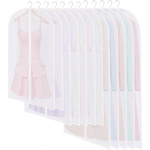 MEVRONISSHOP-12 Housses de V&ecirc;tements, Housses de Protection Semi Transparentes, 60 x 120/100/80cm Housse Vetements &agrave; Suspendre Anti Poussi&egrave;re Etanche Mite Humidit&eacute; pour Chemise Costumes Manteaux, Bla - Neuf