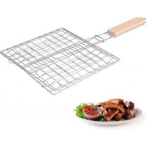 Panier de Barbecue, Panier à Rôtir à Poisson, Panier Grille pour Barbecue, Accessoires Inoxydables Panier pour Barbecue, pour la Cuisson des Poissons, Légumes ou Crevettes, Pliable - Neuf