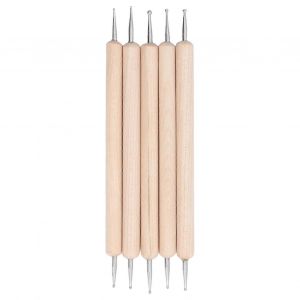 Lot De 5 Stylets De Tra&ccedil;age &Agrave; Double Extr&eacute;mit&eacute; En Acier Inoxydable Et H&ecirc;tre Pour Peinture Et Gravure - Neuf
