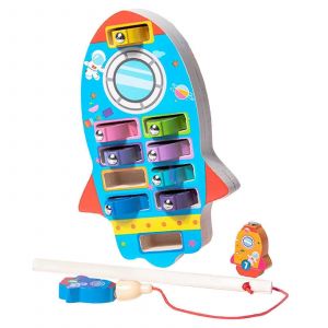 Jeu de p&ecirc;che magn&eacute;tique en bois, apprentissage pr&eacute;scolaire pour enfants, gar&ccedil;ons et filles, dinosaure-Fus&eacute;e - Neuf