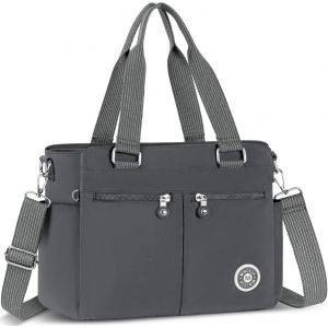 TZF-Sac Bandouli&egrave;re Femme Grande Sacs a Main Imperm&eacute;able en Nylon Sacoche avec Multi-Poches et Bandoulieres R&eacute;glable Sac Cabas Messager pour Voyage &Eacute;cole Usage Quotidien - Neuf