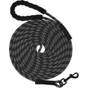 Jgd-Taglory Longe Pour Chien 15m, Long Laisse Corde Avec Poign&eacute;e Rembourr&eacute;e Pour Chiens De Petites &Agrave; Grandes Taille, Noir - Neuf