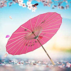 Parapluie artisanal de style chinois en papier huile, accessoire de decoration de mariage (rouge) - Neuf