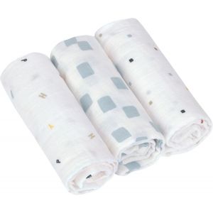 Tianyi-Lässig Bébé Couverture De Puériculture Drap De Puériculture Lot De 3 En Coton 60 X 60 Cm/Swaddle & Burp Blanket M Happy Fruits Blue - Neuf