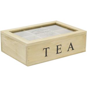 CMWS-Vintage General Store Boîte à thé en bois avec 6 compartiments - Neuf