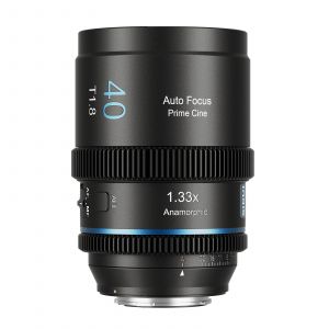Objectif anamorphique SIRUI 1.33x 40mm T1.8 pour capteur S35, avec autofocus, compatible monture Sony E (A6400, A6700, FX3/FX30, séries ZV-E, A7 et A9), effet de flare bleu (40AF133X-EB) - Neuf