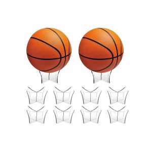 Lot De 10 Pr&eacute;sentoirs En Acrylique Pour Ballons De Basket-Ball, Football, Rugby Et Volley-Ball - Supports R&eacute;sistants Et Transparents - Neuf