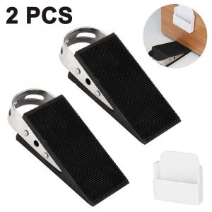 Butoirs de porte en acier inoxydable avec base en caoutchouc - 2 pi&egrave;ces - Neuf