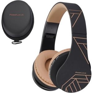KALANKA-Casque Bluetooth sans Fil, Pliable Casque Audio St&eacute;r&eacute;o, Oreillette Bluetooth avec Micro Int&eacute;gr&eacute;/Micro SD/FM Radio pour T&eacute;l&eacute;phones/PC/Tablettes/TV (Noir/Marron) - Neuf