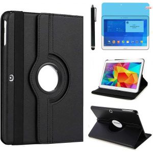LORANKA-&Eacute;tui Housse Coque pour Samsung Galaxy Tab 4 10.1 Pouces 2014 (SM-T530 SM-T531 SM-T535) - 360 degr&eacute;s Rotation Full Protection Kickstand Case Cover,avec Un Stylo,&Eacute;cran Film (Black) - Neuf