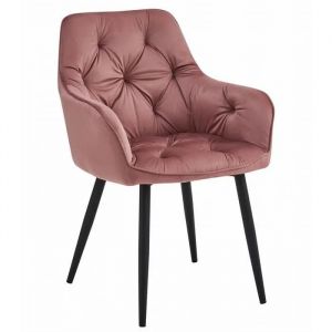 Chaise Komodee IRGOLI - 1 Pieces - ROSE Tapisser en velours 62 x 56 x 84 cm - Neuf