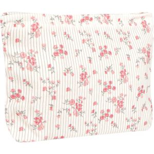 MAA-Trousse de Maquillage en Velours Côtelé Mignonne,Grande Capacité Glissière Portable Sac de Organiseur Cosmétique,Femmes Trousse de Toilette Voyage pour Ranger les Cosmétiques,Petites Fleurs Rose- - Neuf
