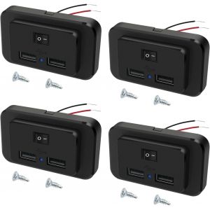 SJZG-4,8 A Double Prise Usb Pour Chargeur De Voiture, Avec Interrupteur Et Led, 12 V-24 V, Panneau De Prise De Charge, Convient Pour Camping-Cars, Camions, Bateaux Suv(4 Pièces) - Neuf