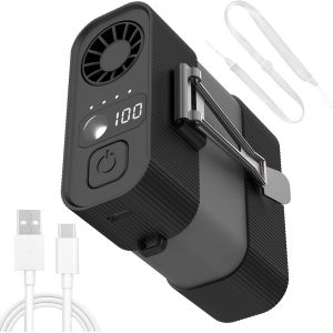 4 Vitesses Ventilateur Rechargeable Usb,Ventilateur Poche Portable Avec Lampe,Ventilateur Refroidissement Ceinture Portatif,Clip Taille Pour Camping,Extérieur,Chantier,Randonnée (Noir) - Neuf