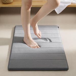 Kalanka-Tapis De Bain En Mousse À Mémoire De Forme, Tapis De Bain Absorbant, Tapis De Salle De Bain Doux Lavable En Machine, Pour Douche, Salle De Bain, Paillasson, Chambre, 50 X 80 Cm, Gris Clair - Neuf