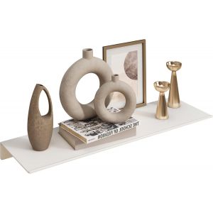 Petite &Eacute;tag&egrave;re Murale Flottante En M&eacute;tal - Etag&egrave;re Murale Flottante En M&eacute;tal, Petite &Eacute;tag&egrave;re De Salle De Bain, &Eacute;tag&egrave;re Murale De Rangement Et D'affichage (Blanc, 30cm) - Neuf