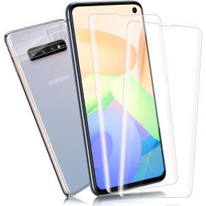 2+2 Pi&egrave;ces Verre Tremp&eacute; Pour Samsung Galaxy S10 Avec Cam&eacute;ra Arri&egrave;re Vitre Protection, Haute Sensibilit&eacute;, 9H Duret&eacute; R&eacute;sistant Montre Pour Samsung S10 Protection &Eacute;cran, Hd Sans Bulle[TRE913037] - Neuf