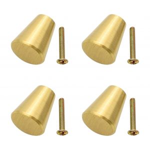Ensemble de 4 poign&eacute;es rondes en laiton pour meubles, avec vis. - Neuf