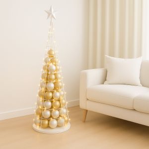 Arbre d&eacute;coratif HWC-O91, sapin de No&euml;l, arbre d&eacute;coratif, d&eacute;coration de No&euml;l, sapin de No&euml;l &agrave; d&eacute;corer, m&eacute;tal 160 cmblanc - Neuf