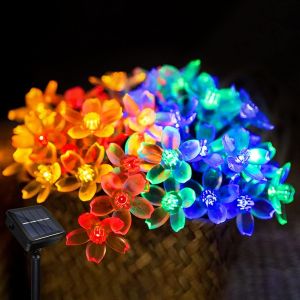 KAL-Guirlande Lumineuse Solaire Jardin, 7 Mètre 8 Modes 50 Led Forme De Fleurs Étanche Solaire Guirlande Lumineuse Pour Mariage Extérieur Fête De Noël Décorations De Vacances¿Multicolore¿ - Neuf