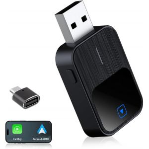 Adaptateur Carplay Sans Fil,2 En 1 Android Auto Sans Fil Pour Carplay Et Android Auto,Usb/Type-C Plug-And-Play,Pr&eacute;sentation Du Nouveau Bluetooth,Convient Pour Iphone Ios 10+ Et Android 11+ - Neuf